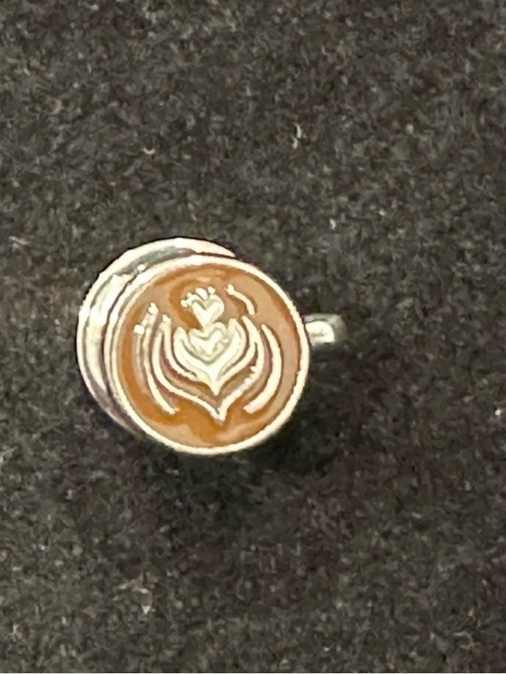 Coffee Art Enamel Circle Stud charm  - Brown